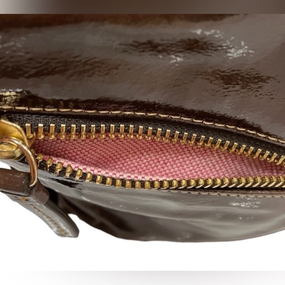 Dooney & Bourke Rare Soft Patent Leather Satchel Tote Chocolate Brown Big Purse - Picture 8 of 14